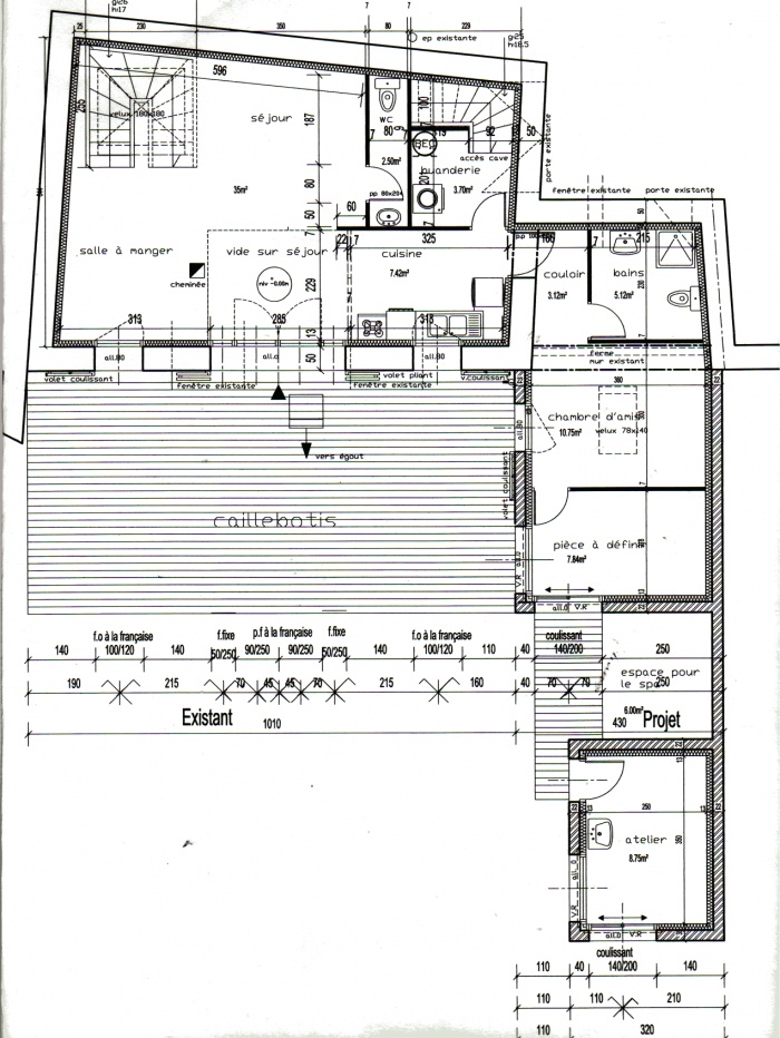 Rnovation et extension d'un ancien corps de ferme : Plan RDC 