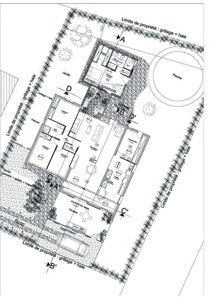 Extension d'une maison ( projet en cours ) : Plan RDC projet copie