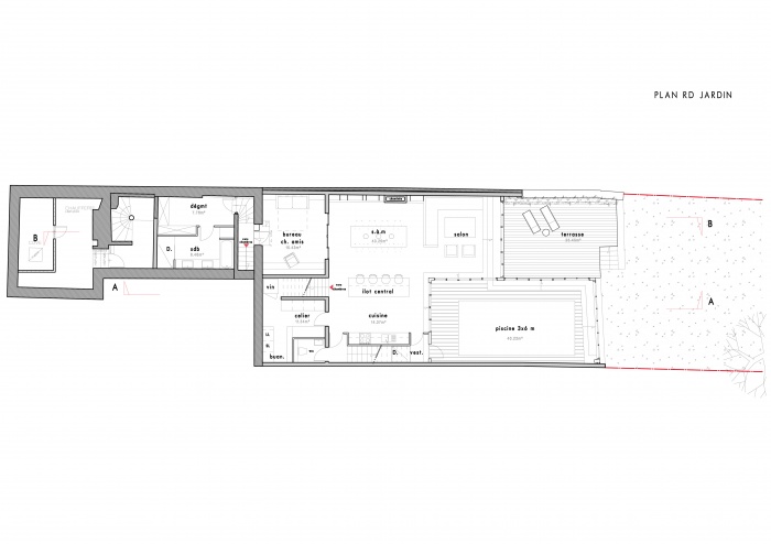 Loft avec Piscine Intrieur : plan rdc